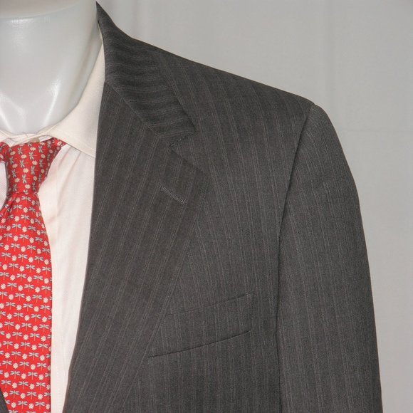 Brooks Brothers 1818 Madison Loro Piana Gray Stripe Two Button Suit 42L